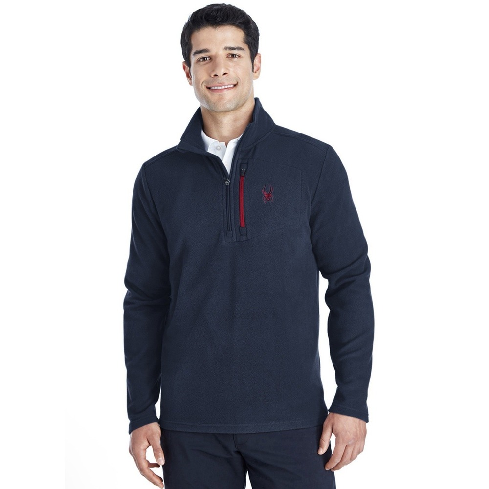 Spyder Mens Top 1/4 Zip Sweatshirt Blue Red Size Large Fleece Pullover Camping